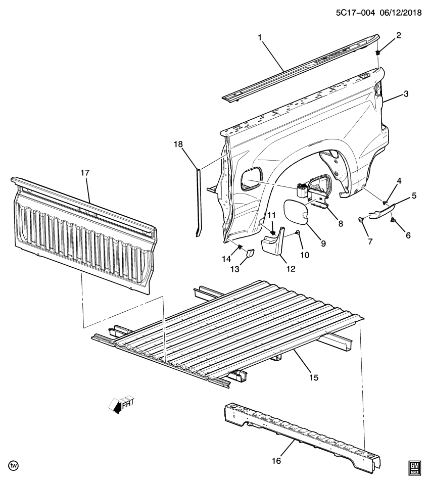 GM 84693721 Protector, Cab & Load Carrier Outer Decoration, Black, Rear