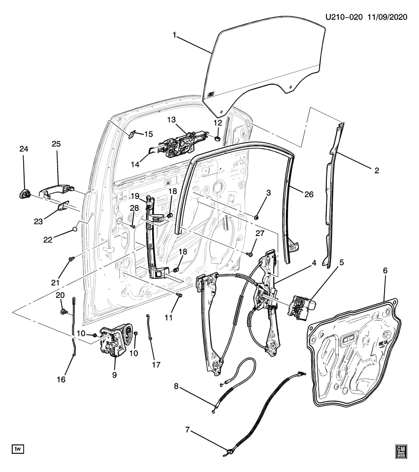 GM 11611356 Bolt, Front Door Window Channel