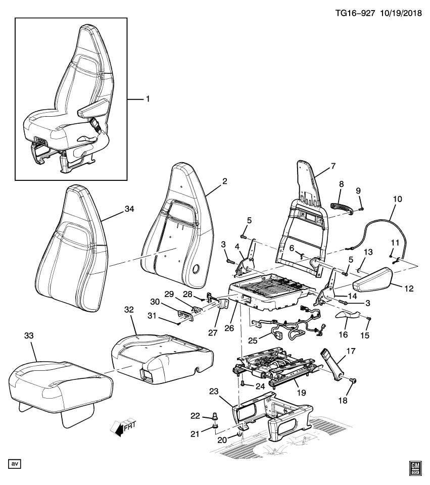 GM 19331394 Riser, Seat, Passenger Side