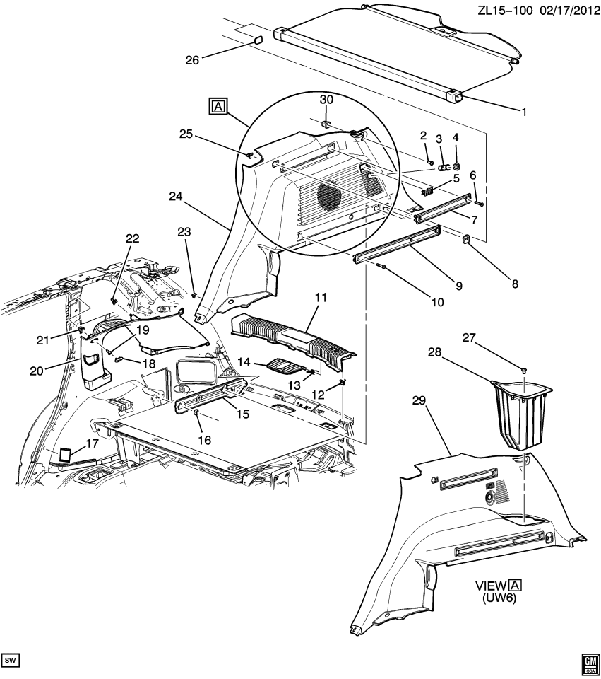 GM 94530792 Retainer, Rear Compartment Trim