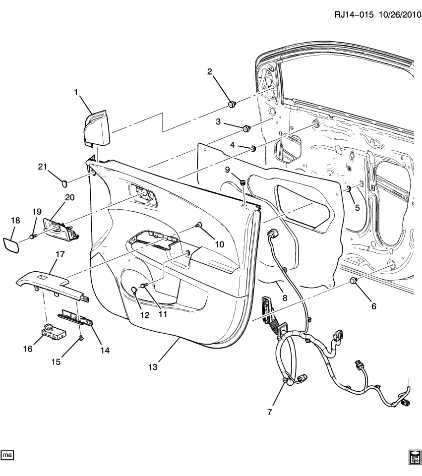 GM 42518374 Cap, Front Door Trim, Passenger Side