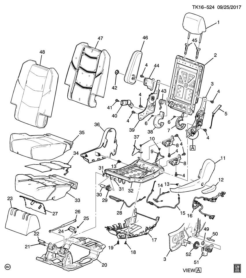GM 23451950 Cover, Seat Back Cushion
