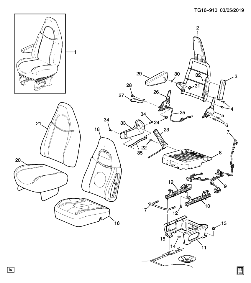 GM 19303522 Harness, Inflatable Restraint System, Front