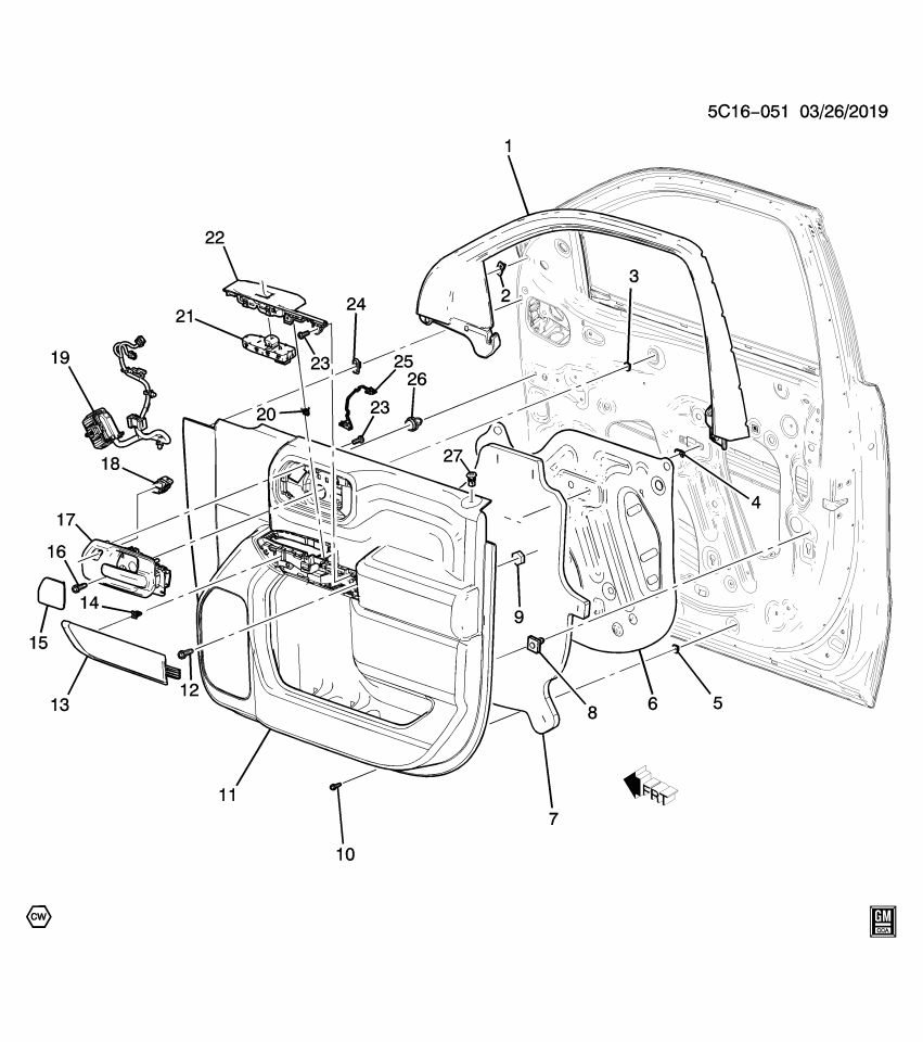 GM 86824708 Trim, Door Trim/Access, Front