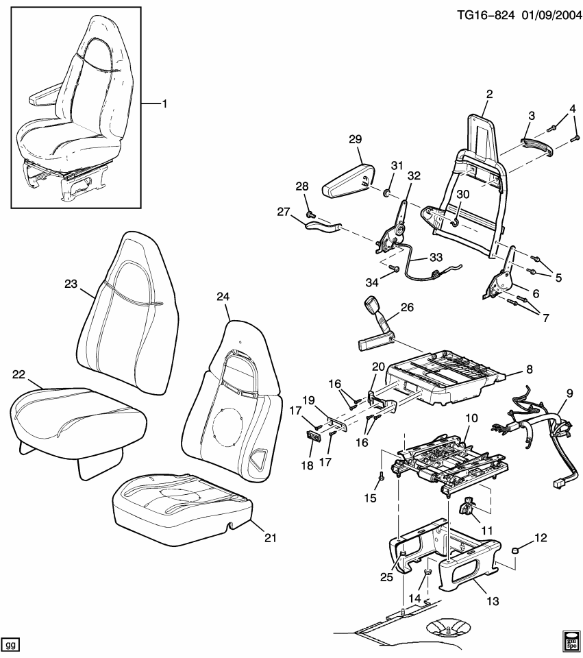 GM 25757570 Cap, Seat Adjuster/Recliner, Black, Driver Side