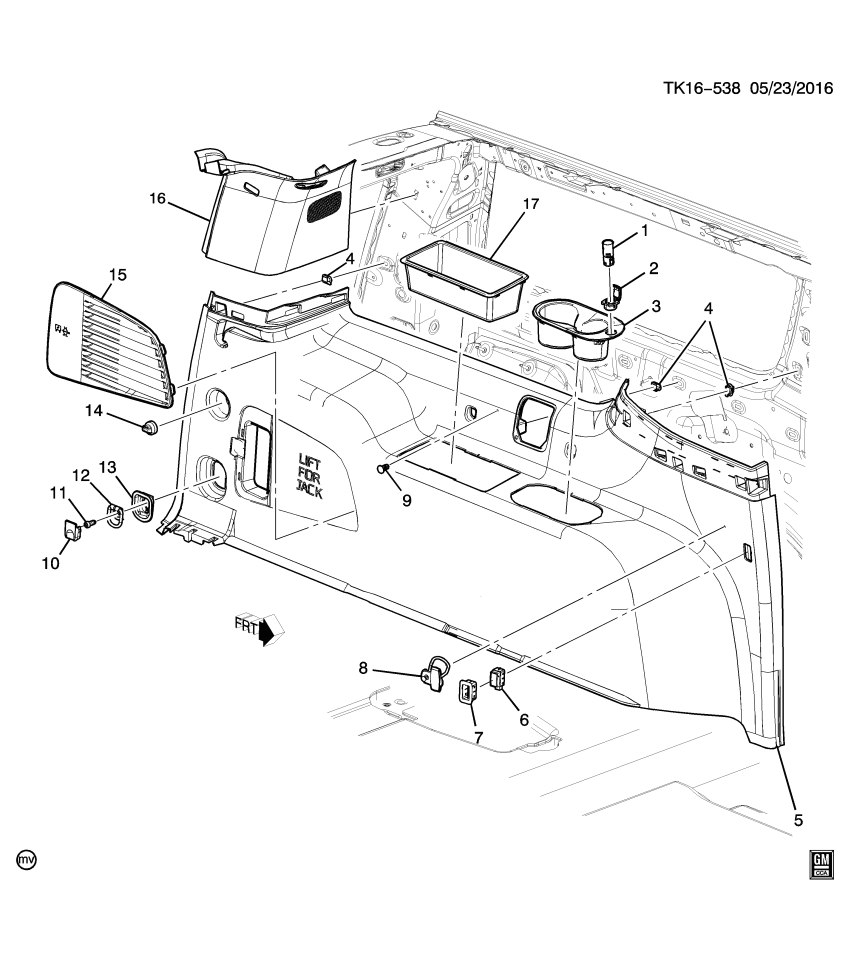 GM 23266724 Compartment, Body Interior Trim, Rear