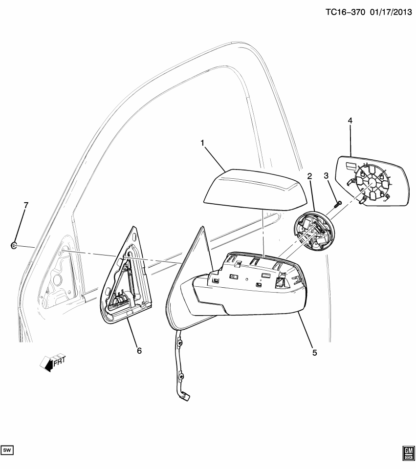 GM 22976559 Mirror, Rear View Mirror - Inside & Outside