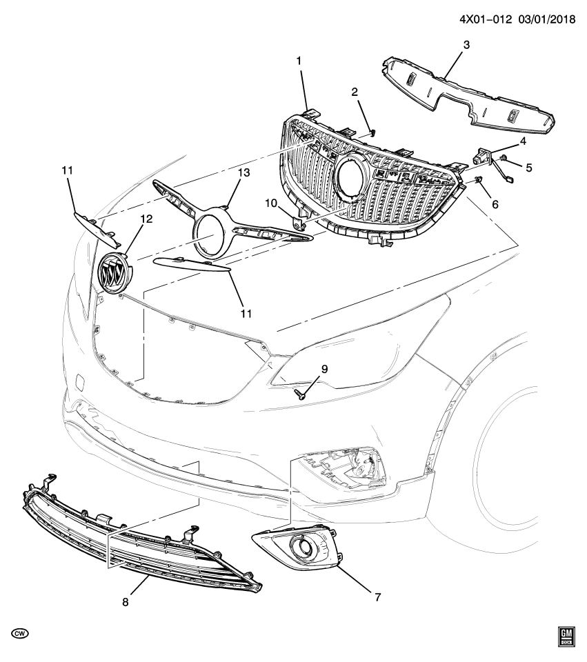 GM 42489958 Bezel, Head Up Display & Rear View Camera, Front Driver Side