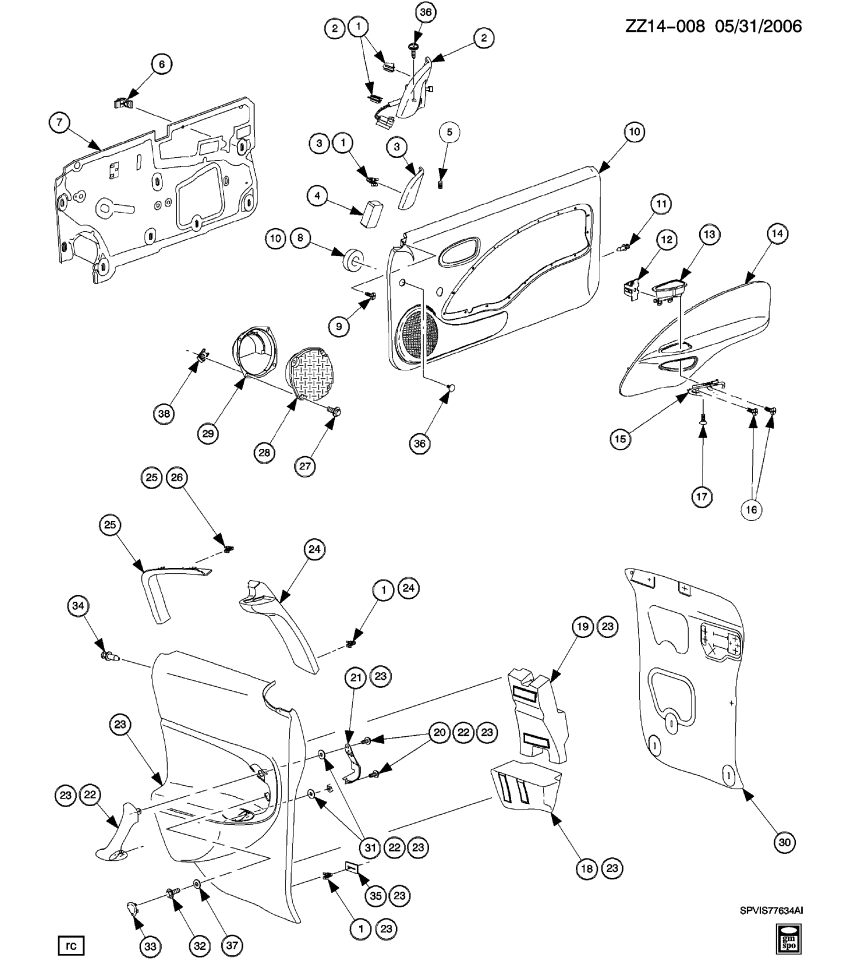 GM 21303996 Insert Kit, Front Door Trim