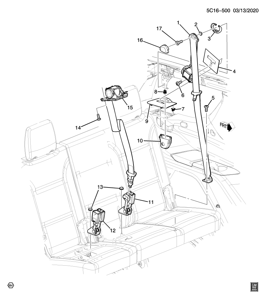 GM 84932441 Guide, Seat Belt, Black, Rear