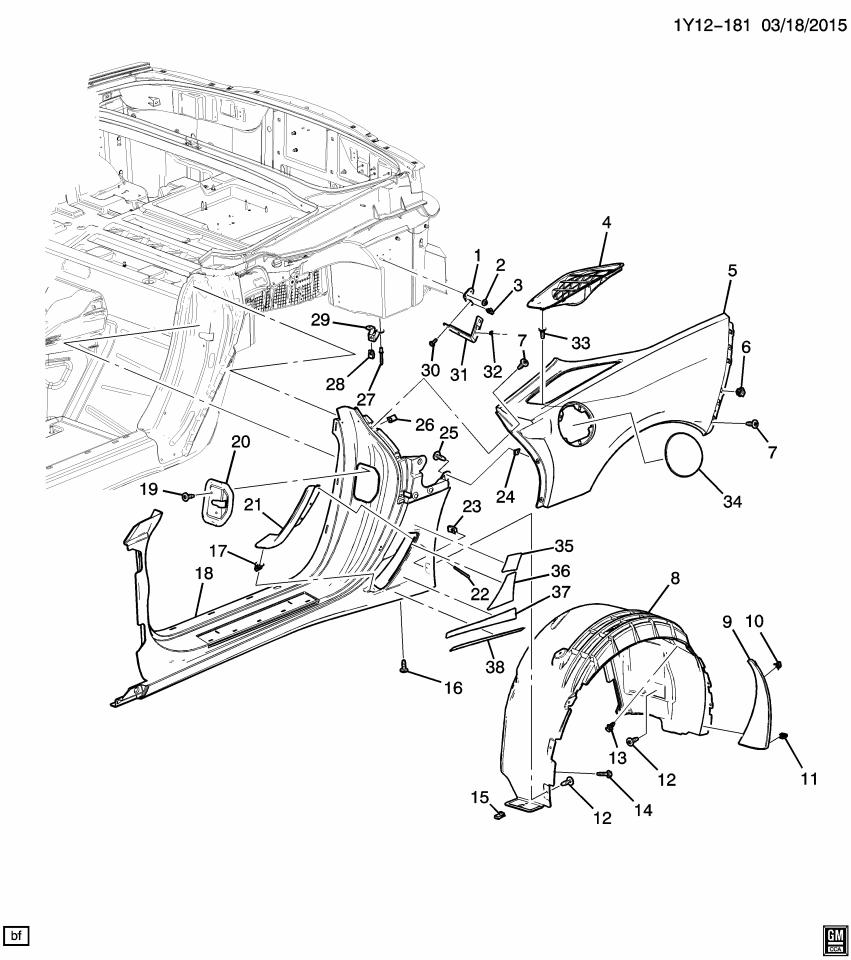 GM 23457639 Scoop, Rear Quarter Outer