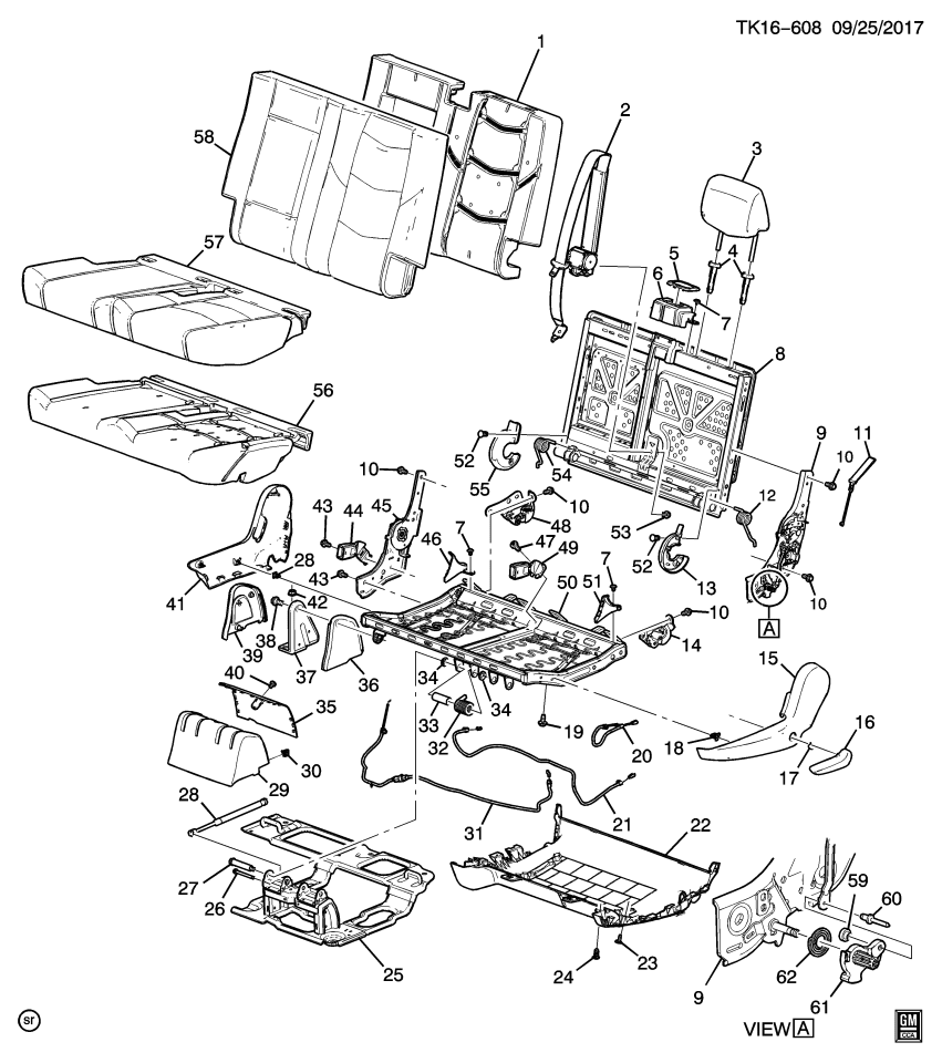 GM 23443759 Cable, Seat Back Cushion, Rear