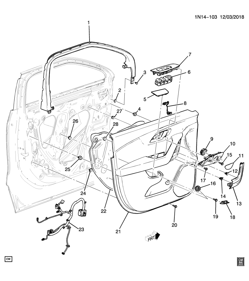 GM 84997674 Trim, Front Door Trim