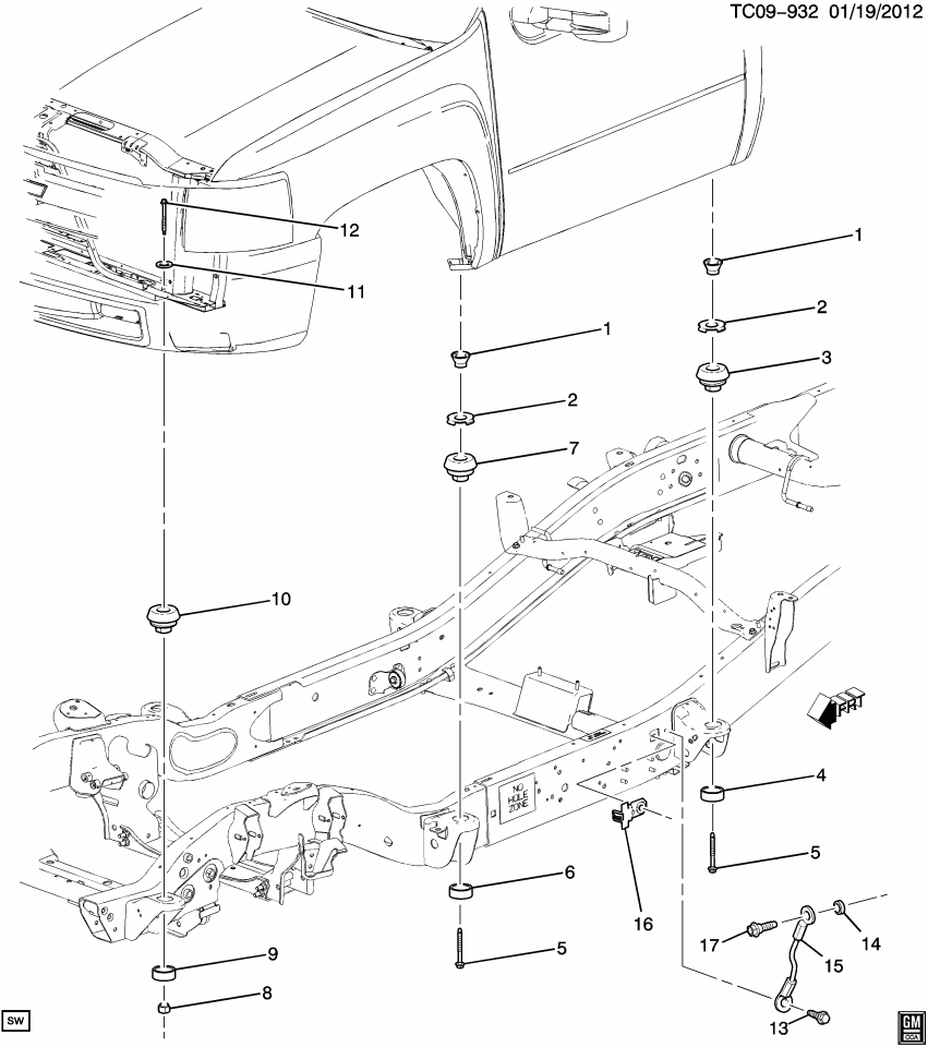 GM 11569647 Nut, Body Mounting