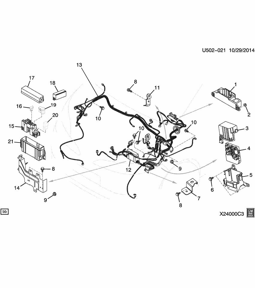 GM 19317234 Block, Main Wiring Junction And Fuse Block