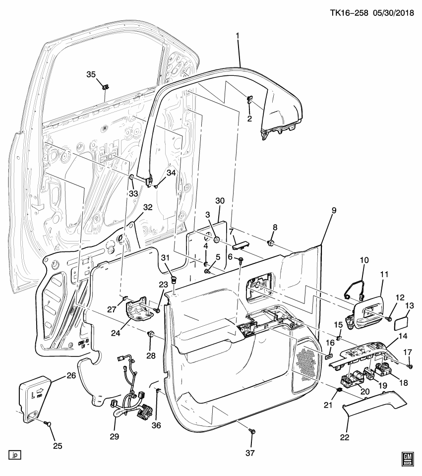 GM 84213027 Trim, Door Trim/Access, Front