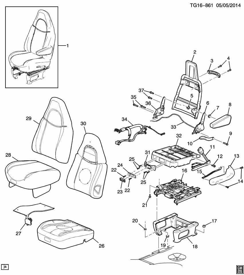 GM 19127761 Harness, Seat Adjuster/Recliner, Driver Side