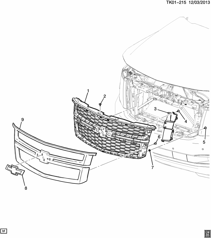 GM 22936481 Filler, Radiator Grille, Front