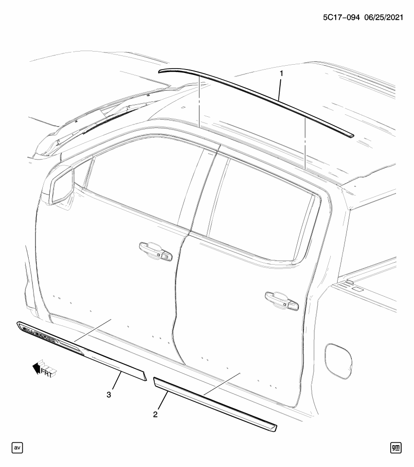 GM 87865293 Molding, Cab And Load Carrier Outer Side Decoration, Black
