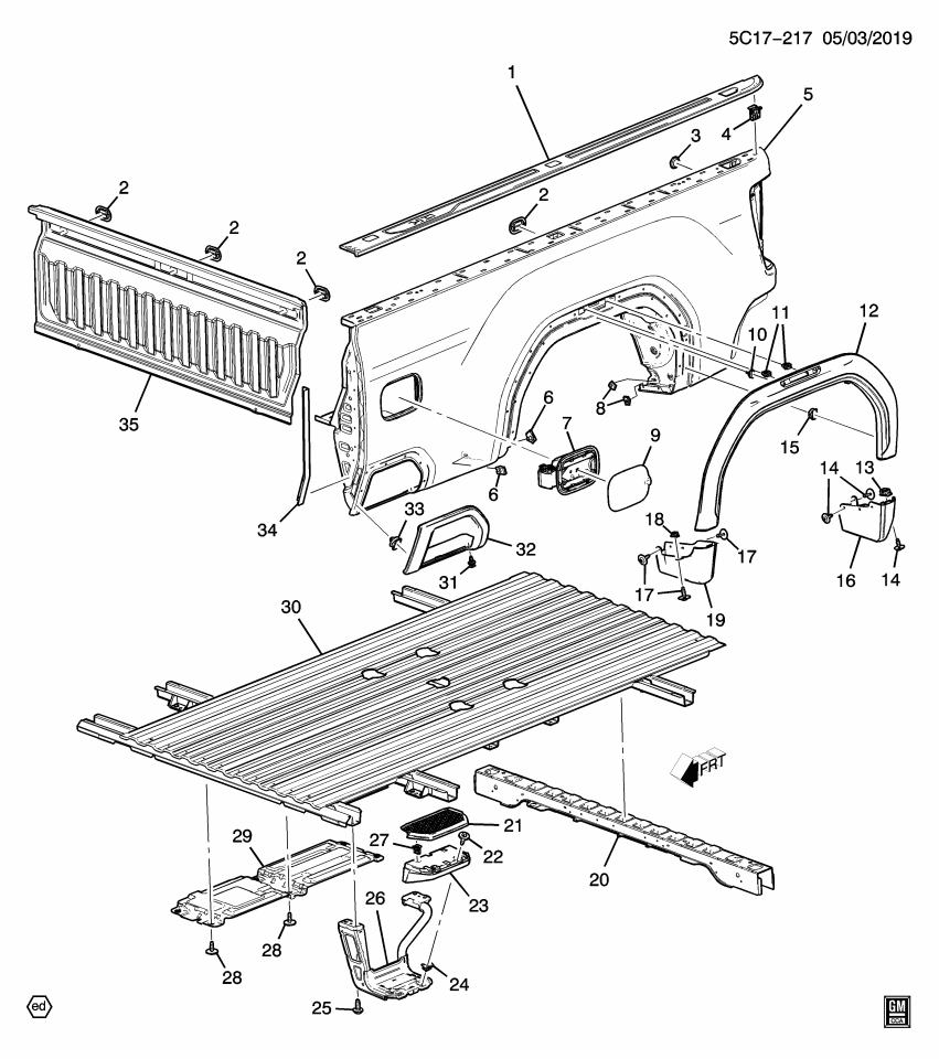 GM 85543620 Protector, Cab & Load Carrier Outer Decoration, Black, Rear