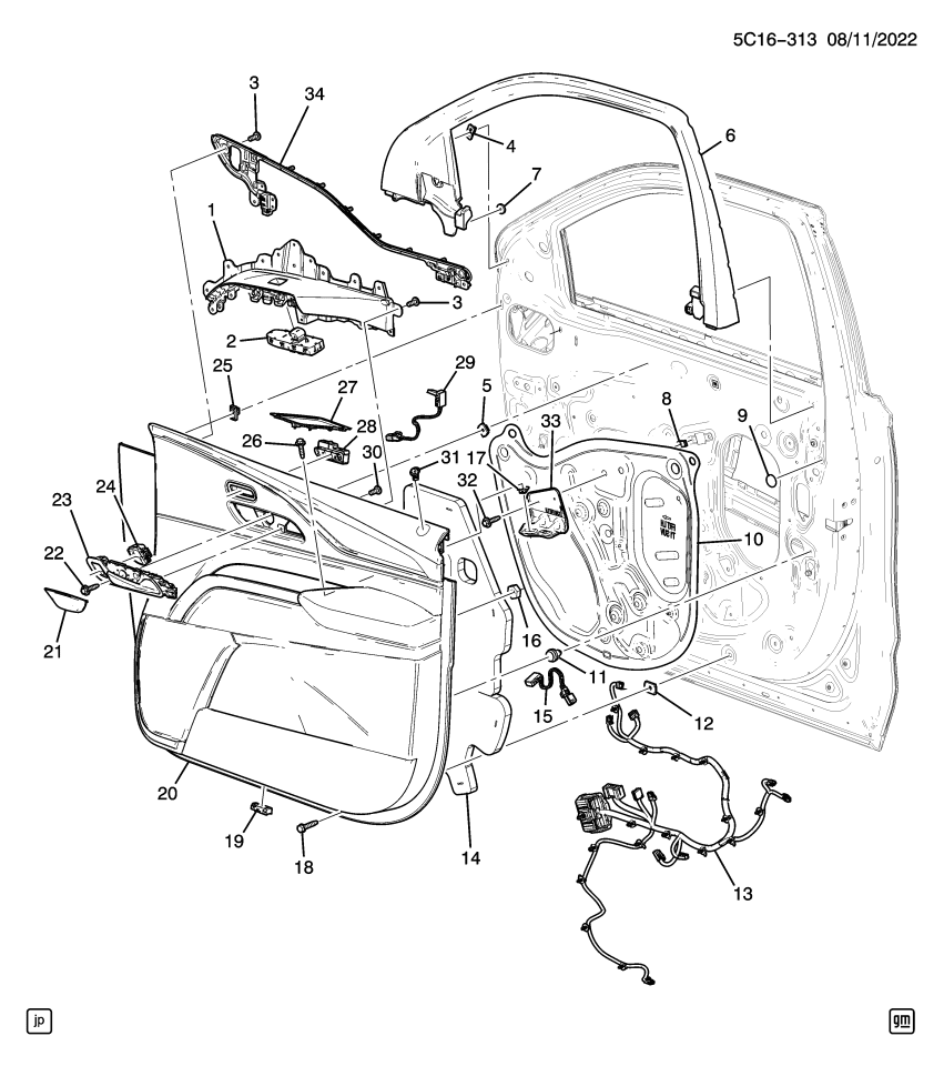 GM 11546564 Clip, Door Trim/Access, Front