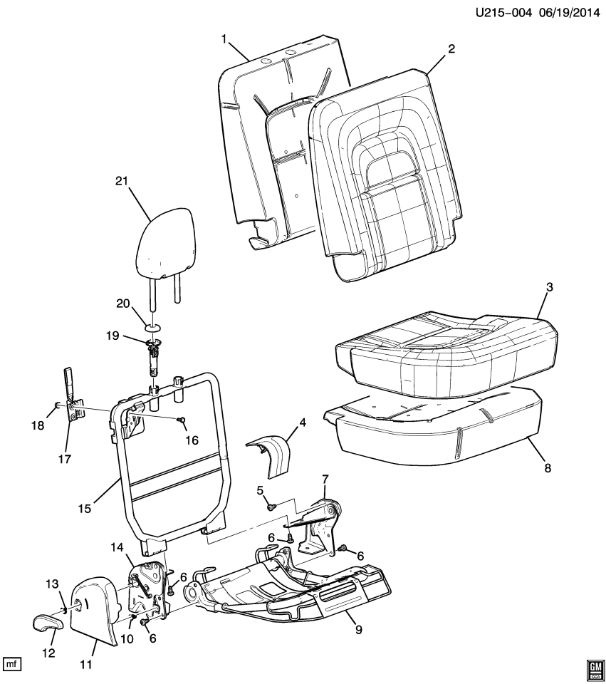 GM 23477217 Cover, Folding Rear Seat, Passenger Side