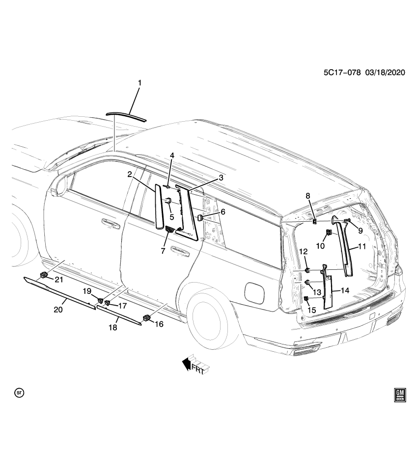 GM 84707747 Molding, Cab And Load Carrier Outer Side Decoration