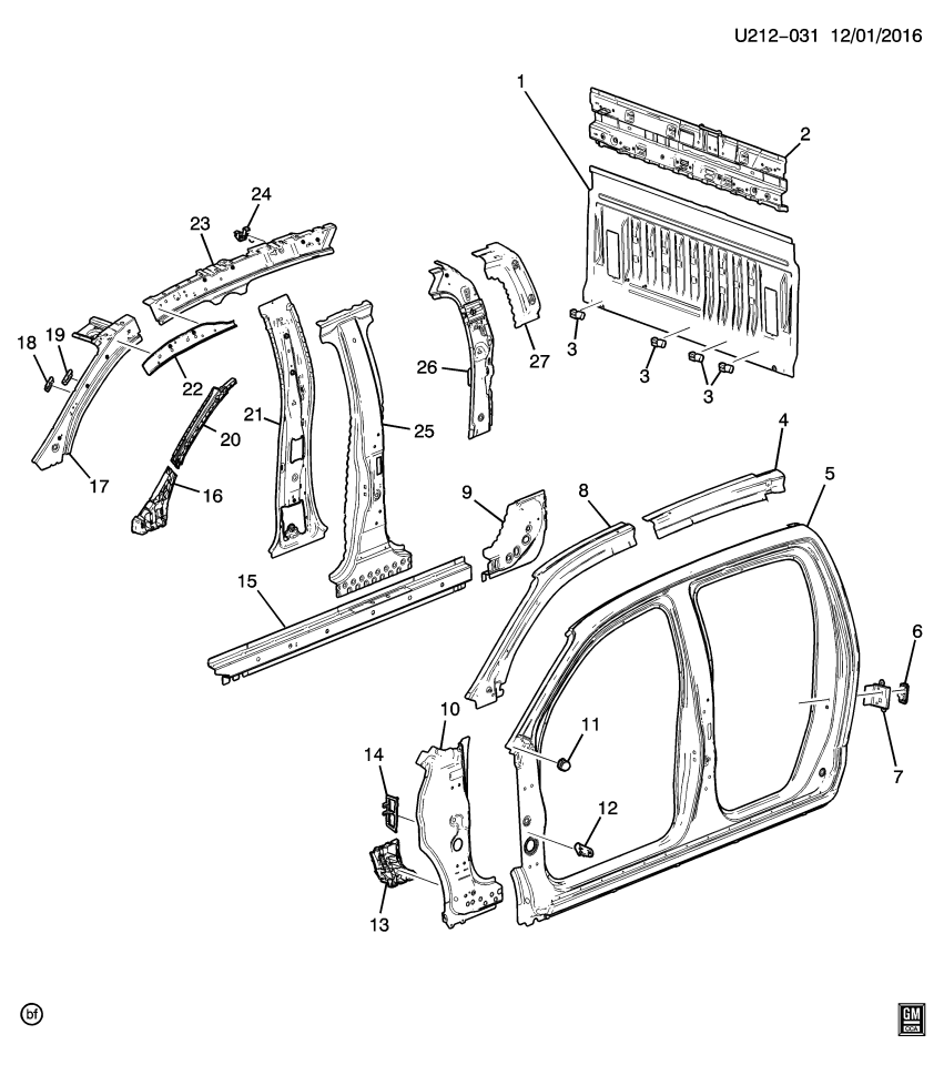 GM 23372877 Reinforcement, Windshield Frame