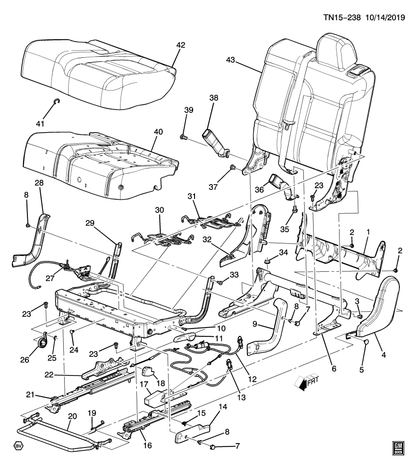 GM 11548050 Bolt, Front Seat Cushion Side, Passenger Side
