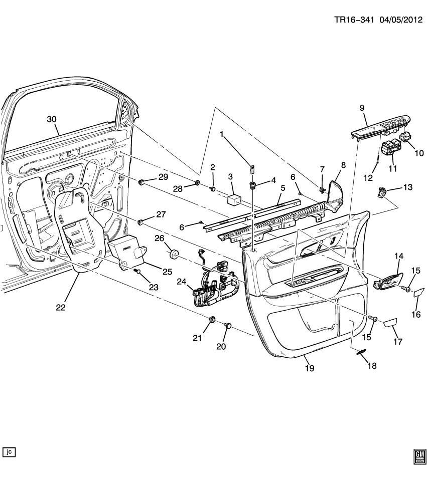 GM 23208614 Trim, Door Trim/Access, Front