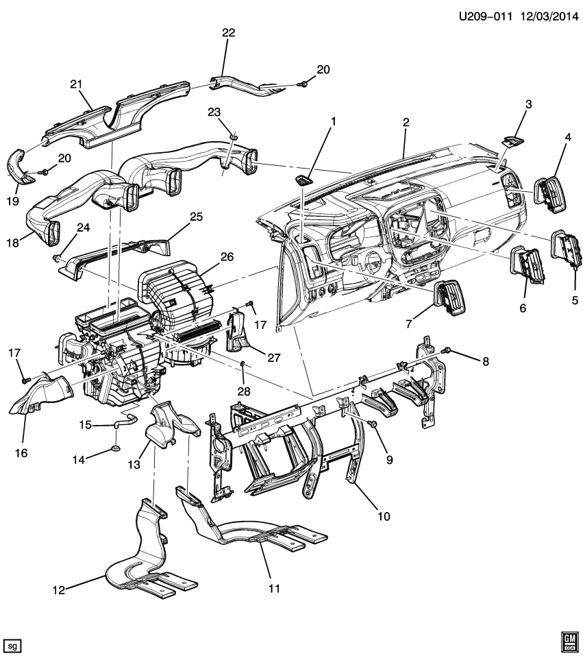 GM 23491877 Deflector, Shroud And Dash And Vent Duct Panel
