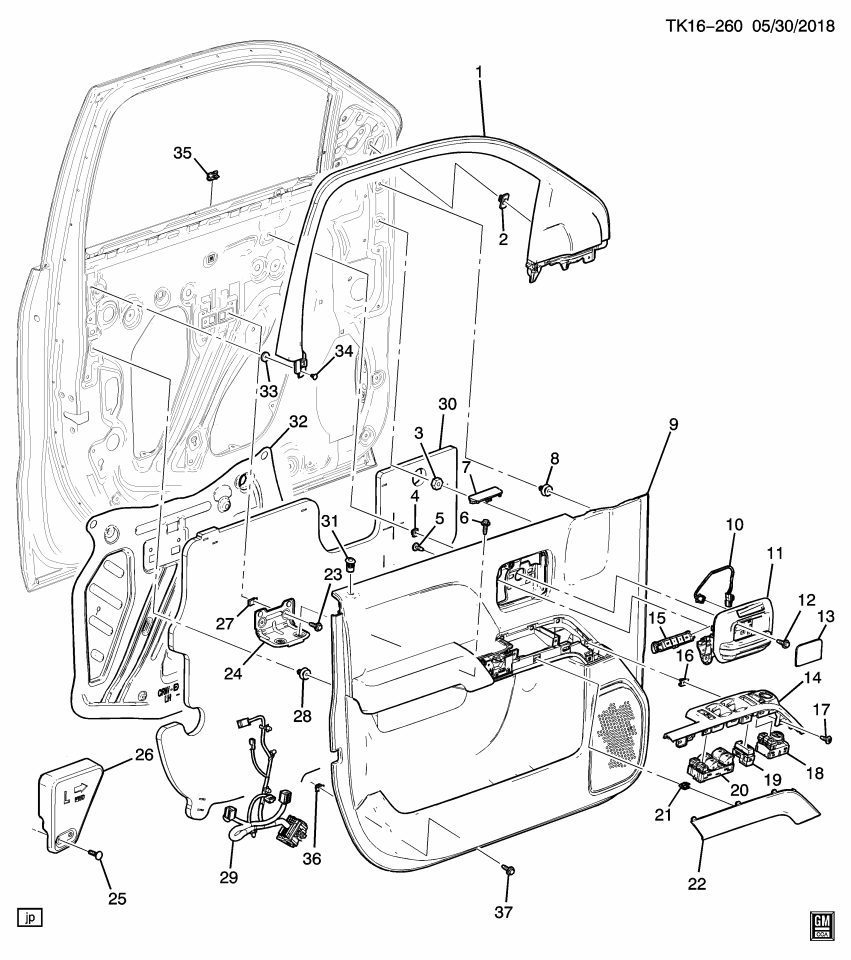 GM 84354267 Trim, Door Trim/Access, Front