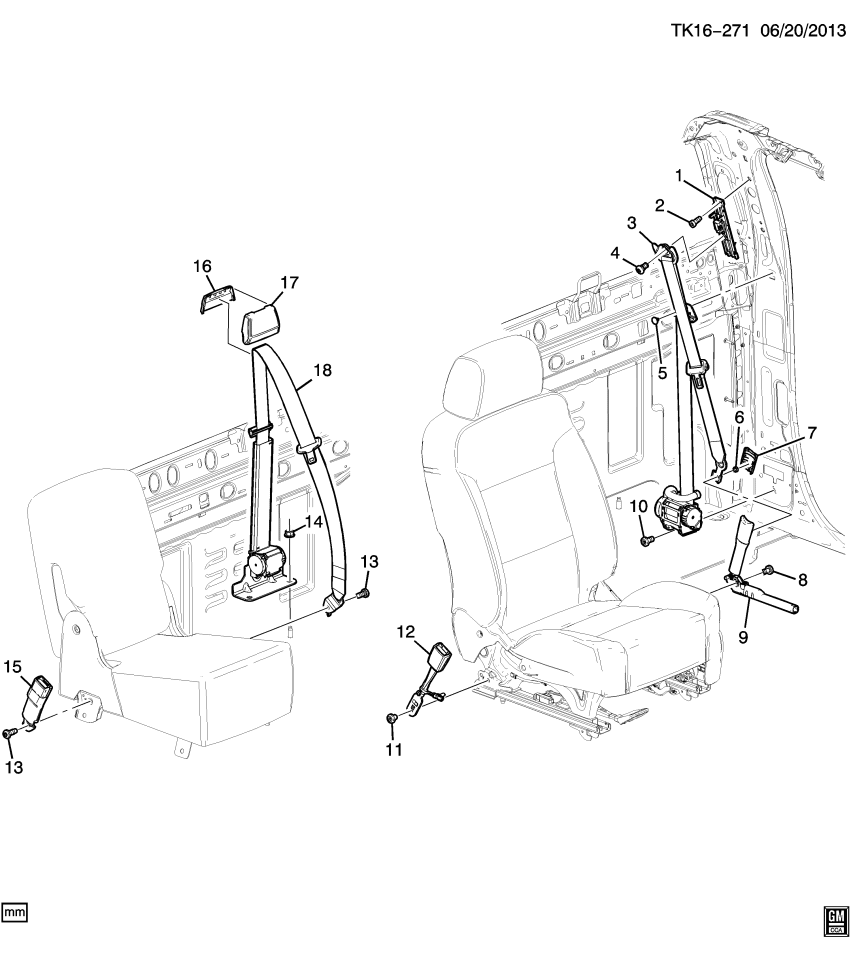 GM 19300852 Belt Kit, Seat Belt, Center