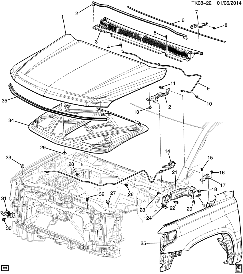 GM 23467746 Hinge, Hood