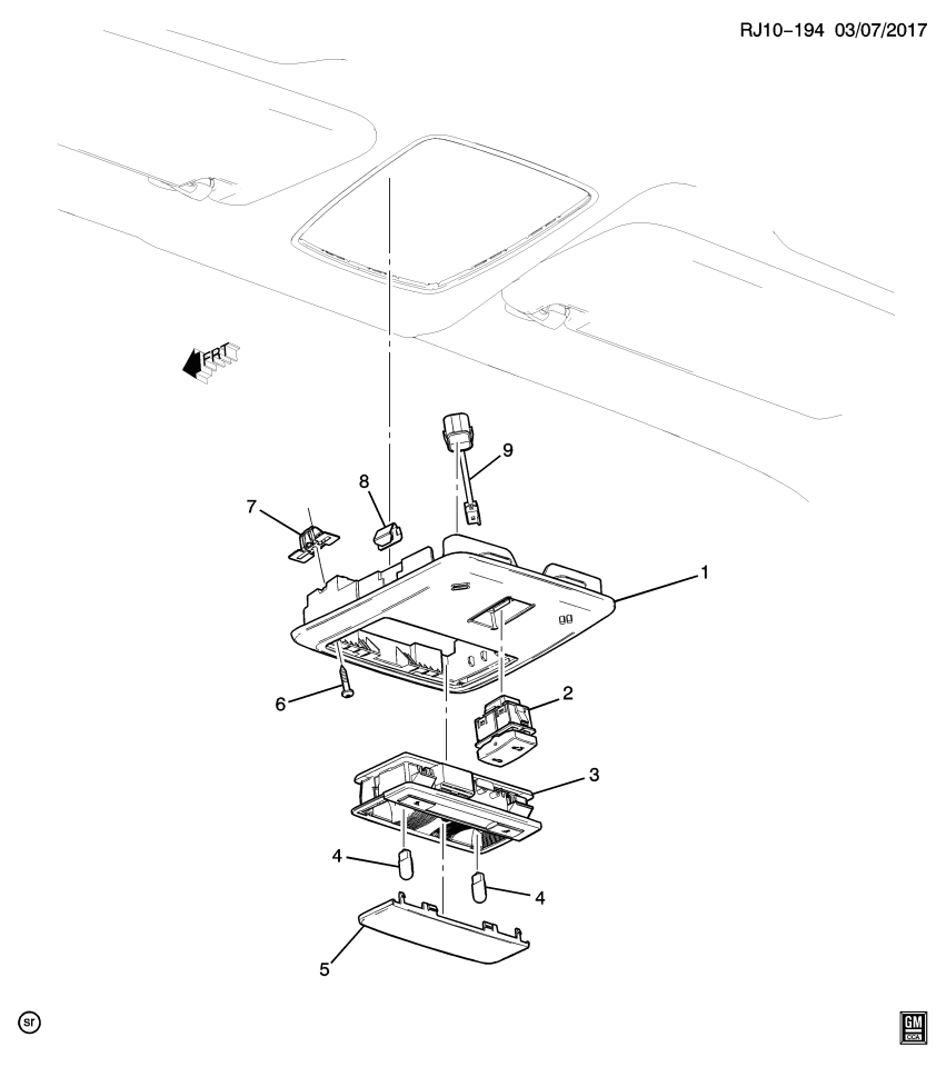 GM 95142811 Plate, Overhead Console