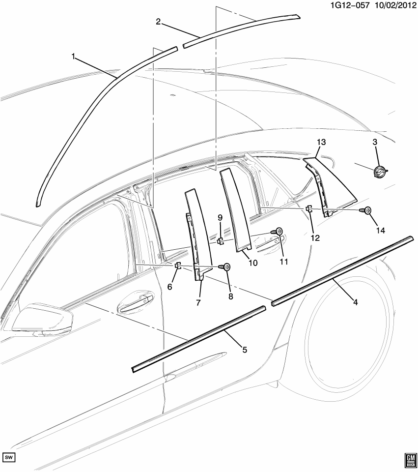 GM 11547274 Bolt, Rear Side Door Window Glass Running (Outer & Inner)