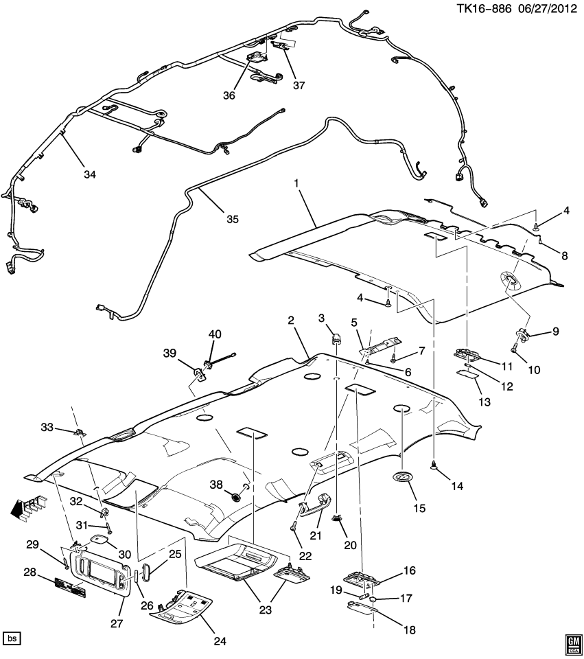 GM 20932791 Panel, Roof Trim(Interior), Opel Gray, Front