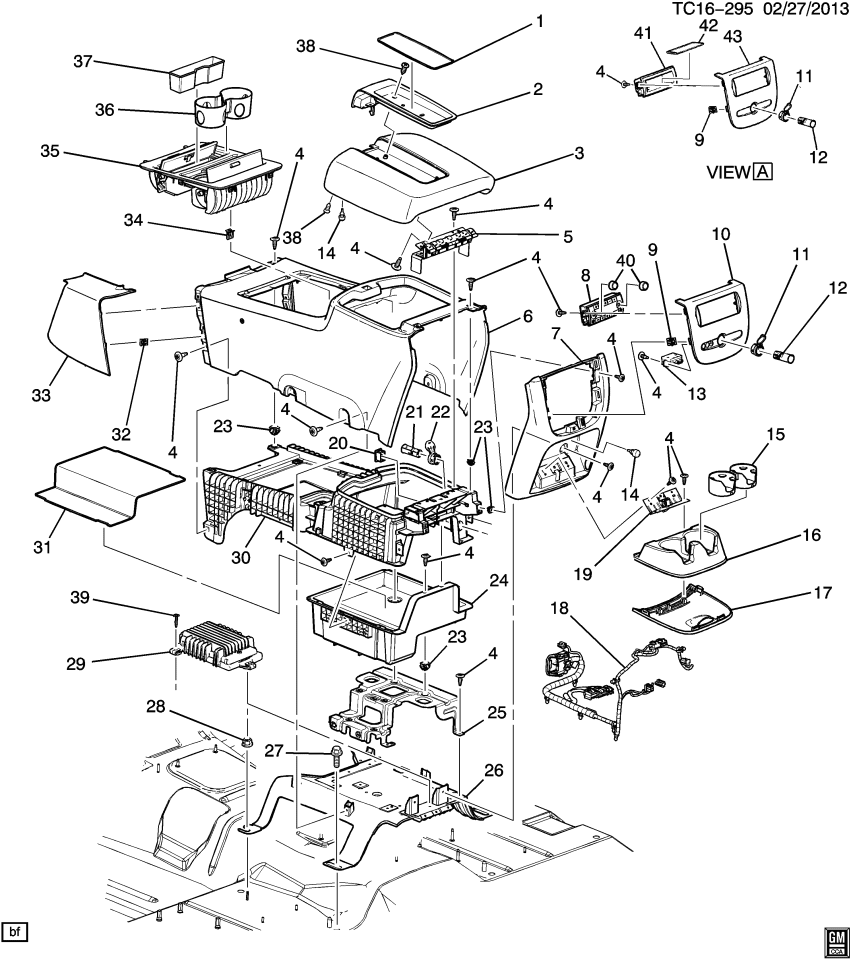 GM 19329493 Compartment, Seat Separator Console, Front