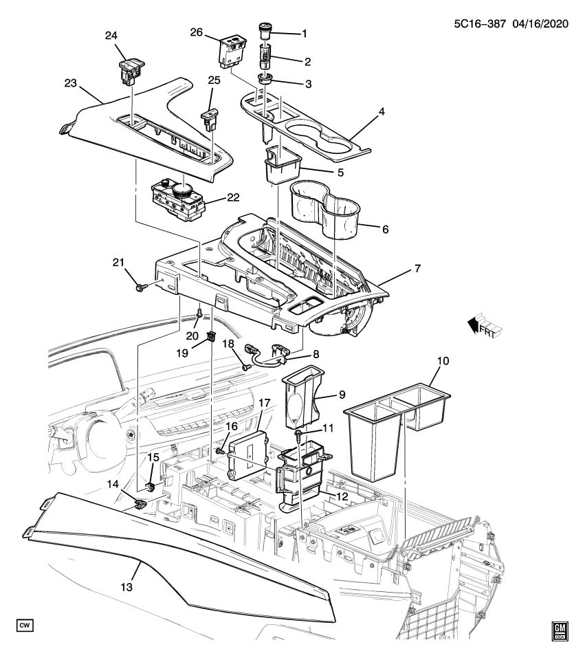 GM 84989765 Plate, Seat Separator Console, Black, Front