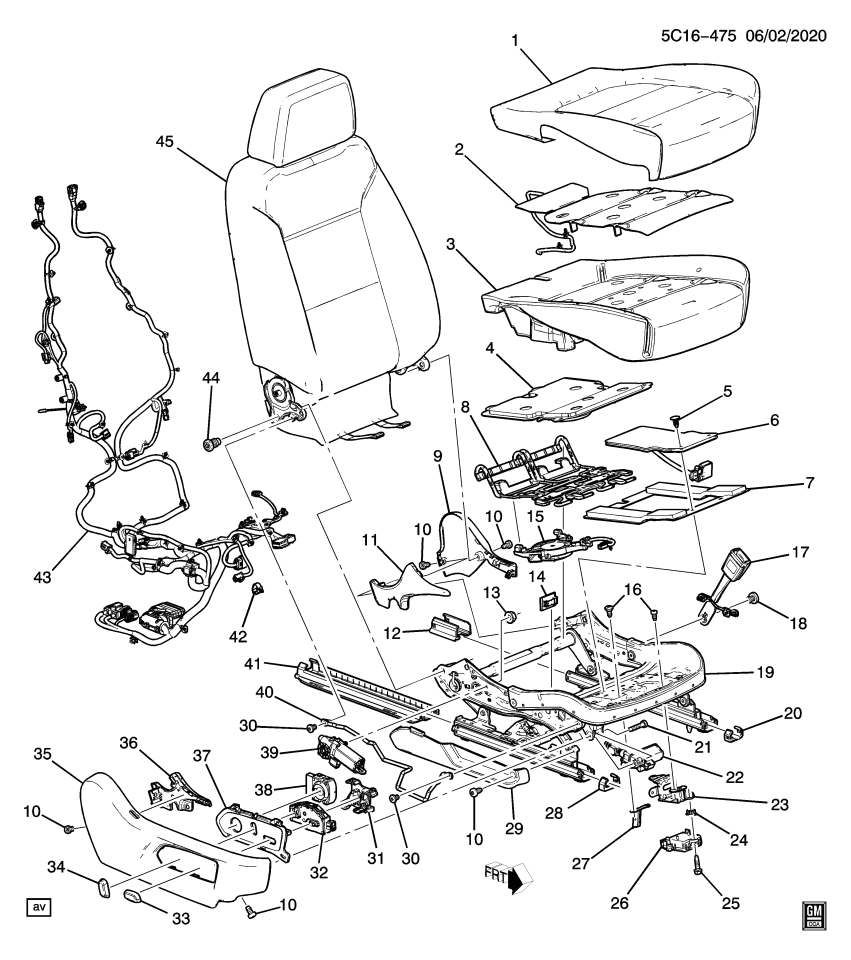 GM 84768496 Cover, Seat Cushion, Black, Front