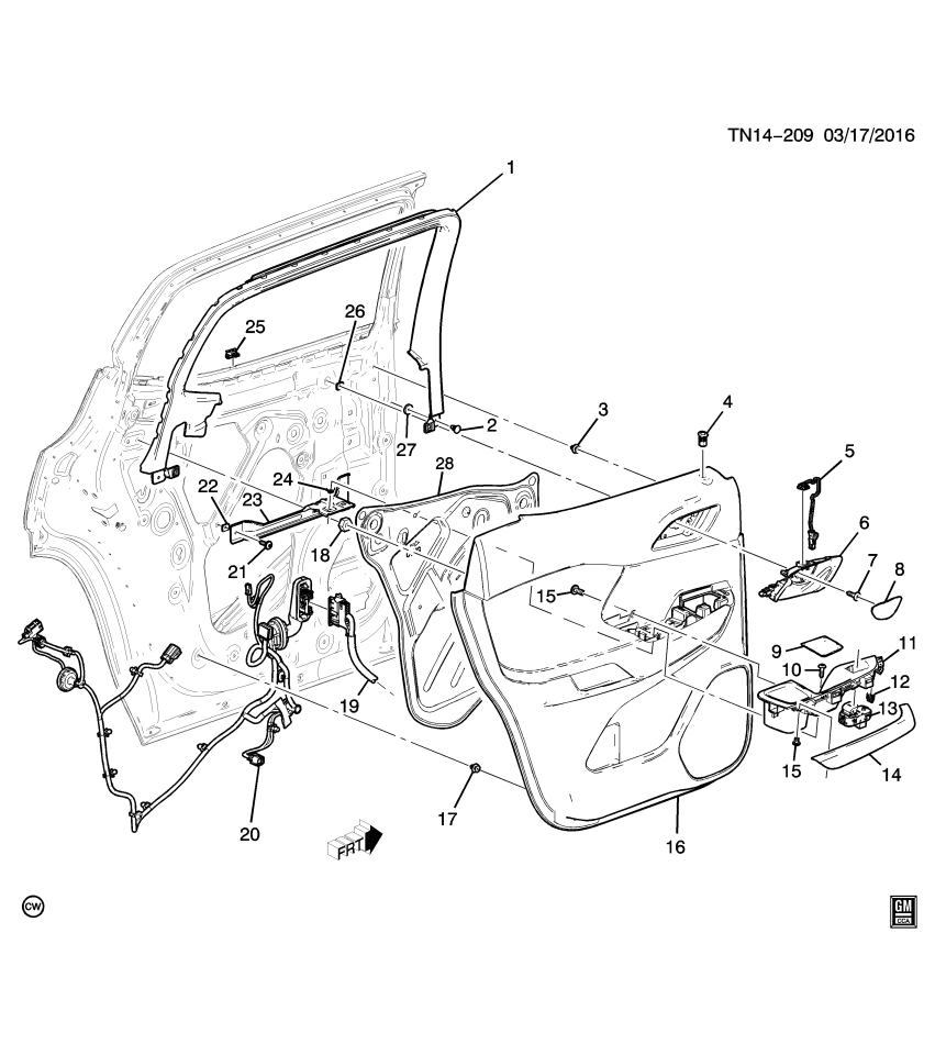GM 84703653 Trim, Rear Side Door Trim