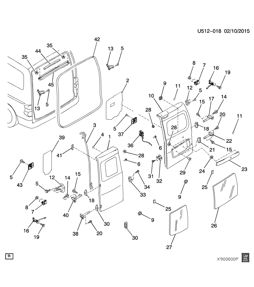 GM 19317648 Bolt, Door Electric And Vacuum Locks, Rear