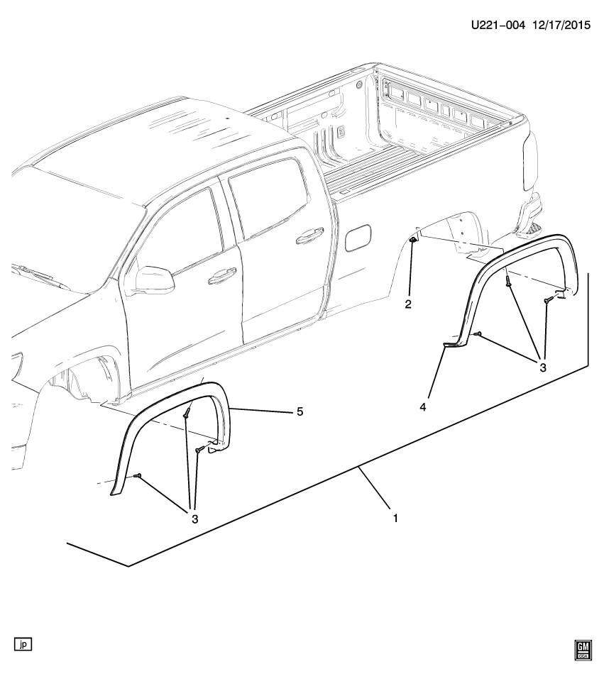 GM 19352649 Molding Package, Rear Quarter Panel, Black
