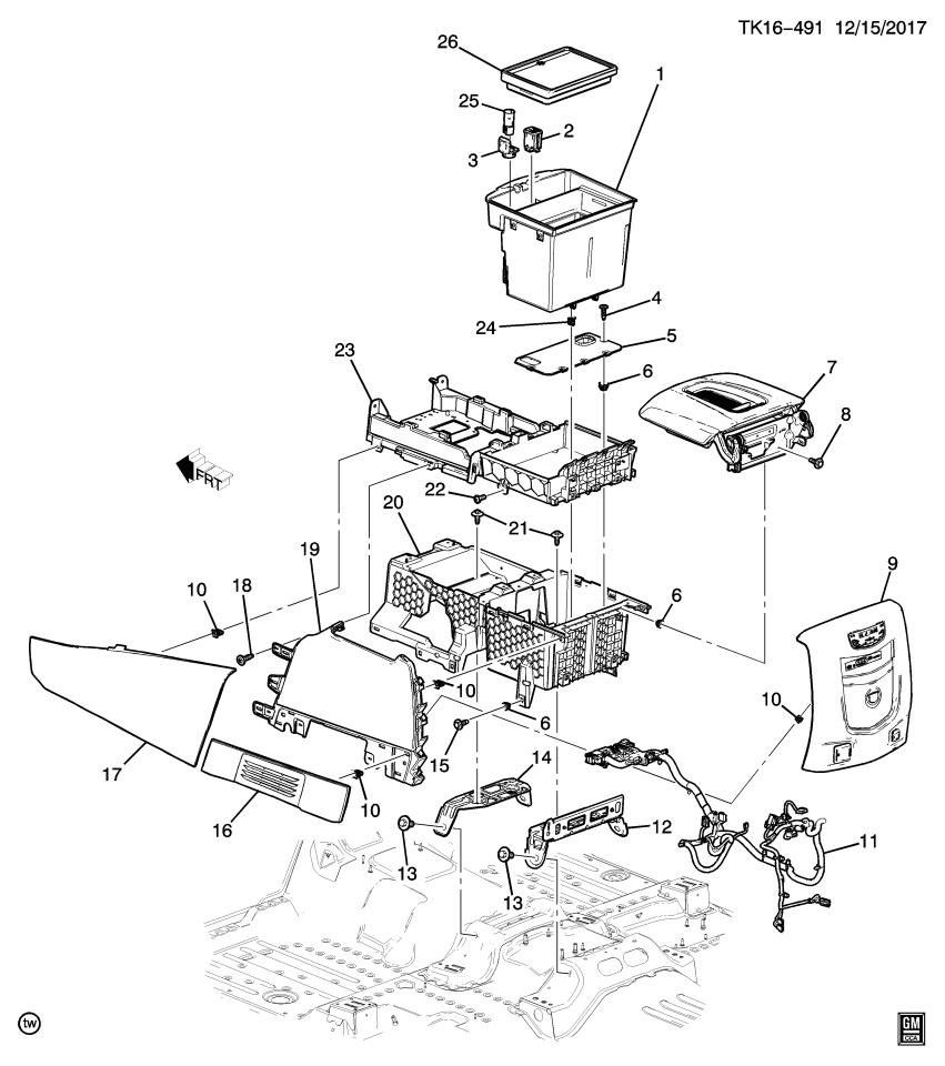 GM 84340372 Console, Seat Separator Console