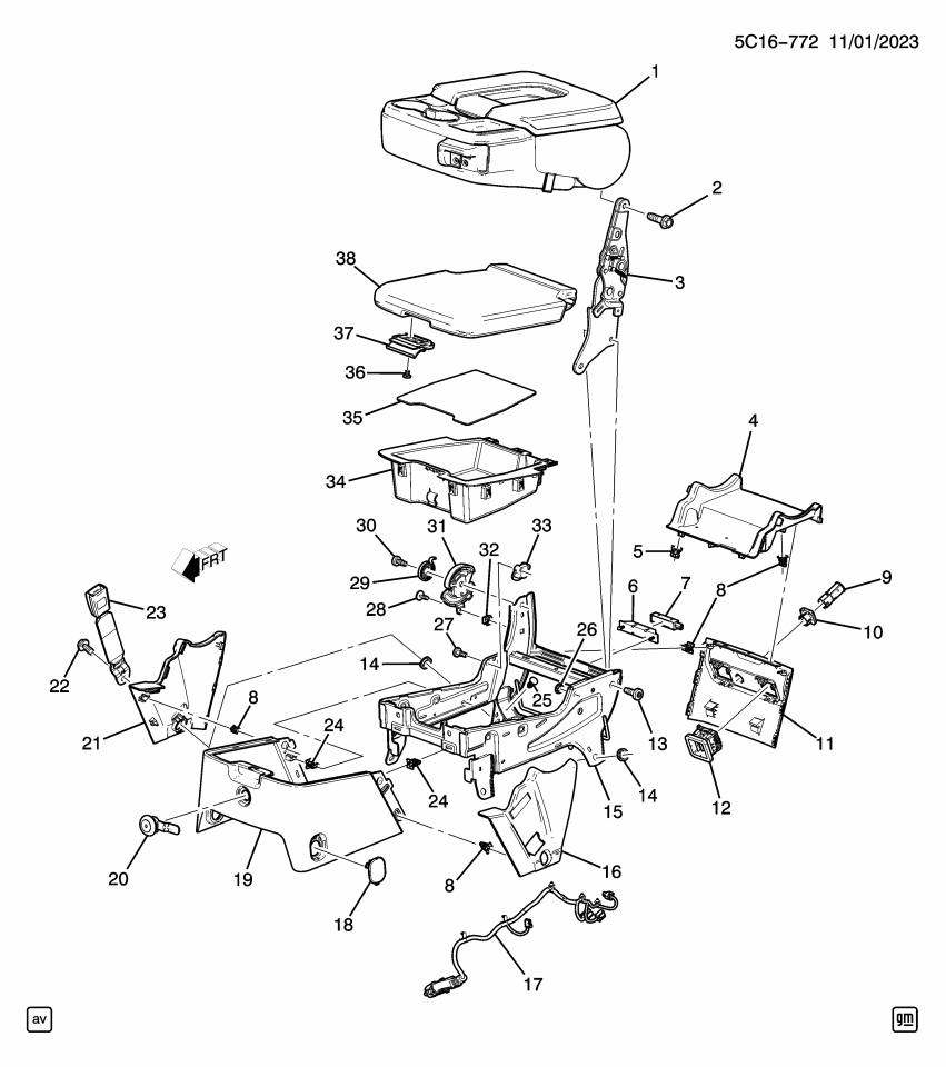 GM 11602513 Bolt, Seat Separator Console, Front Center