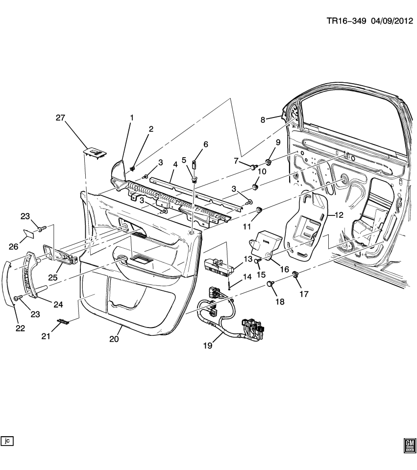 GM 84077646 Trim, Door Trim/Access, Front