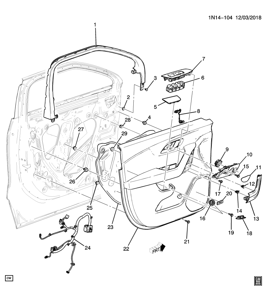 GM 85634559 Plate, Door Window, Jet Black, Front
