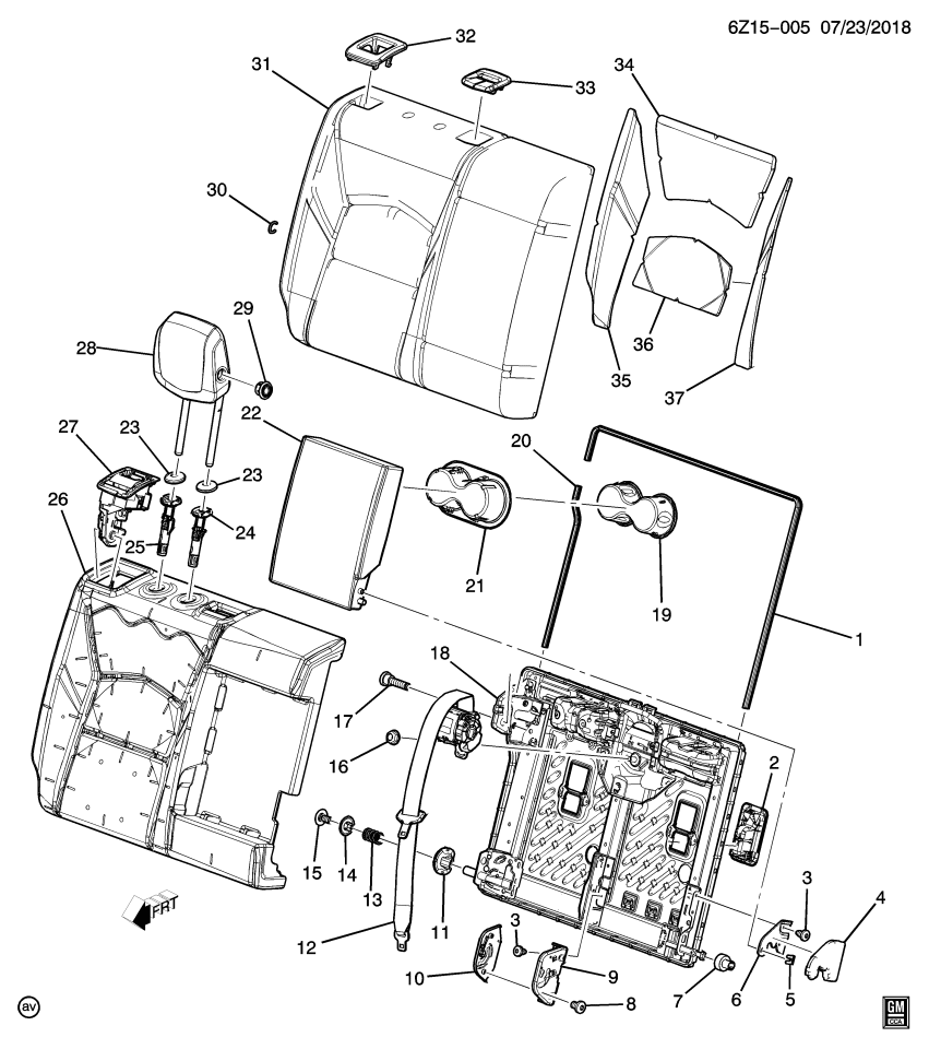 GM 84540240 Cover, Rear Seat Back, Black