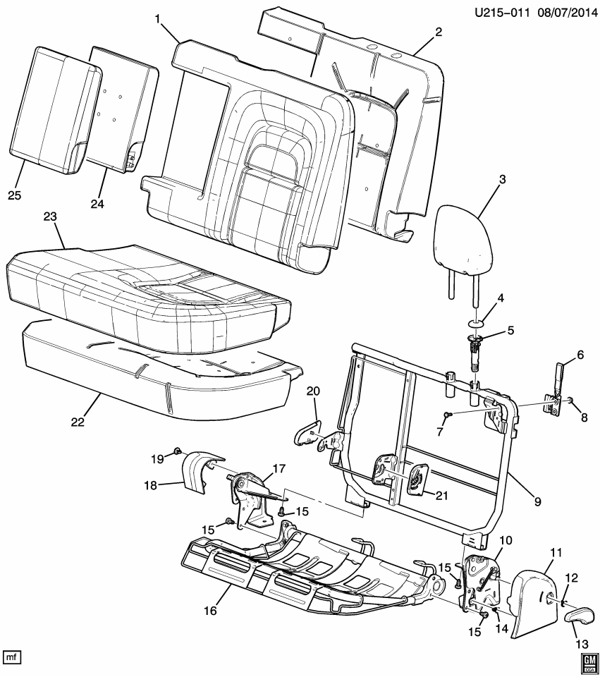 GM 23294357 Armrest, Rear Seat Center Armrest