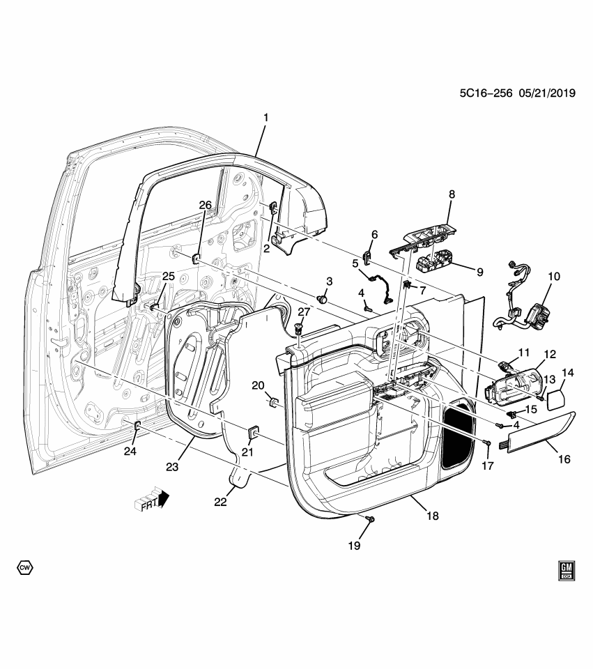 GM 11603083 Clip, Interior Side Door, Front